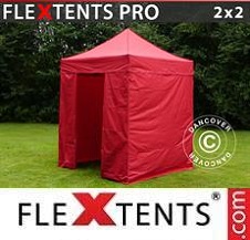 Vouwtent FleXtents PRO 2x2m Rood, inkl. 4 zijwanden