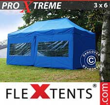 Vouwtent FleXtents Pro Xtreme 3x6m Blauw, inkl 6 Zijwanden