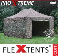 Vouwtent FleXtents Pro Xtreme 4x6m Camouflage/Militair, inkl. 8...