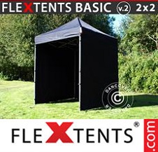 Vouwtent FleXtents Basic 2x2m Zwart, inkl. 4 Zijwanden