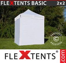 Vouwtent FleXtents Basic 2x2m Wit, inkl. 4 Zijwanden