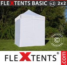 Vouwtent FleXtents Basic 2x2m Wit, inkl. 4 Zijwanden