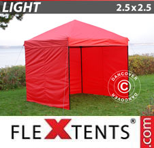 Vouwtent FleXtents Light 2,5x2,5m Rood, inkl. 4 Zijwanden