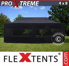 Vouwtent FleXtents Pro Xtreme 4x8m Zwart, inkl. 6 Zijwanden