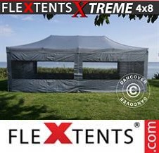 Vouwtent FleXtents Pro Xtreme 4x8m Grijs, inkl.6 Zijwanden