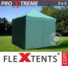 Vouwtent FleXtents Pro Xtreme 3x3m Groen, inkl. 4 Zijwanden