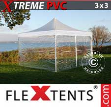 Vouwtent FleXtents Pro Xtreme 3x3m Doorzichtig, inkl. 4 Zijwanden