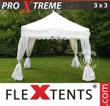 Vouwtent FleXtents Pro Xtreme 3x3m Wit, inkl. 4 decoratieve...