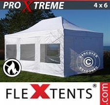 Vouwtent FleXtents Pro Xtreme 4x6m Wit, Vlamvertragende, inkl. 4...