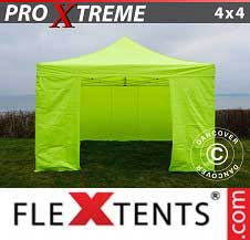 Vouwtent FleXtents Pro Xtreme 4x4m Neon geel/groen, inkl. 4 Zijwanden