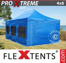 Vouwtent FleXtents Pro Xtreme 4x6m Blauw, inkl 8 Zijwanden
